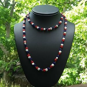 ANTIQUE Deco Czech Glass Flapper Bead Necklace